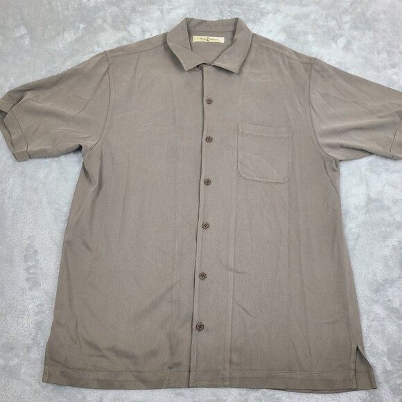 Tommy‎ Bahama Men's 100% Silk Grey Button Down Long Sleeve Shirt Size Medium - Picture 1 of 6